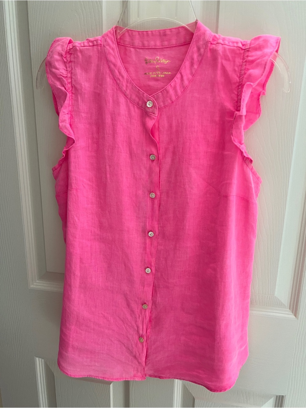 New Lilly Pulitzer Briette Linen Shirt Pink Isle S